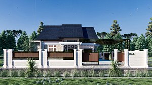 3D simple house design in suburban aceh indonesia