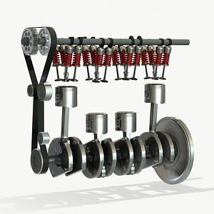 Animated Engine Parts 4T PBR 3D