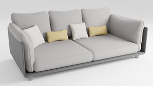 Modern style sofa made of dark fabric 3D model