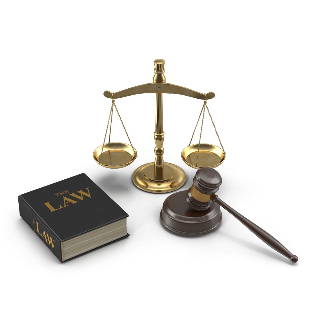 3d legal gavel scales law model