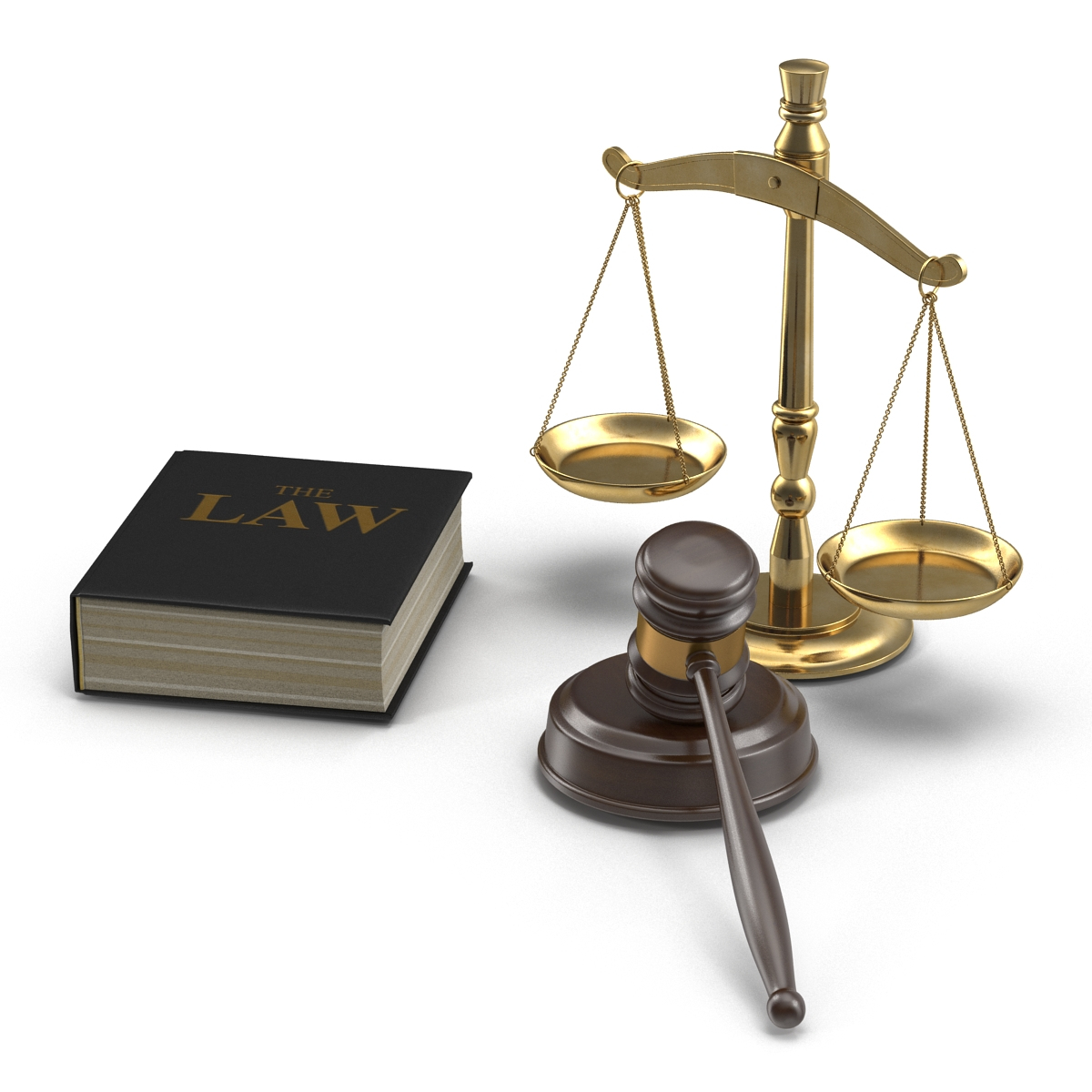 3d legal gavel scales law model