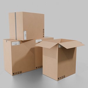 Tall Rectangular Cardboard Box - Rigged and Fully Customizable