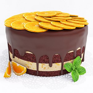 Orange chocolate cake 3D model