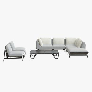 Holly Hunt tortuga sofa with chairs and table set