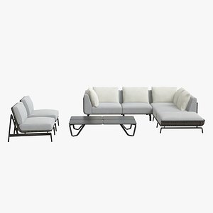 Holly Hunt tortuga sofa with chairs and table set