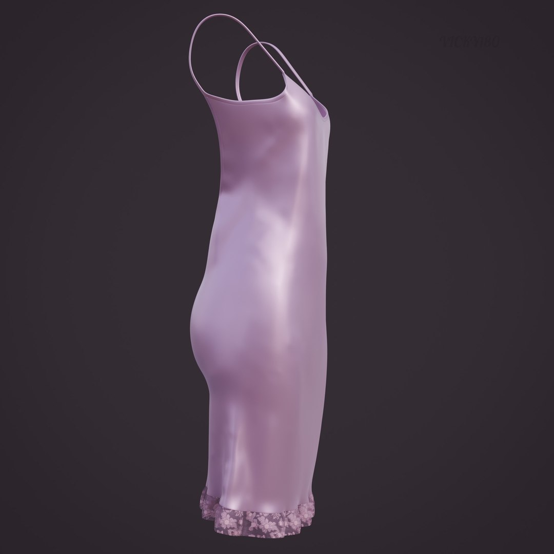 3D Model Silk Satin Backless Slip Dress - 3D Night Gown - TurboSquid ...