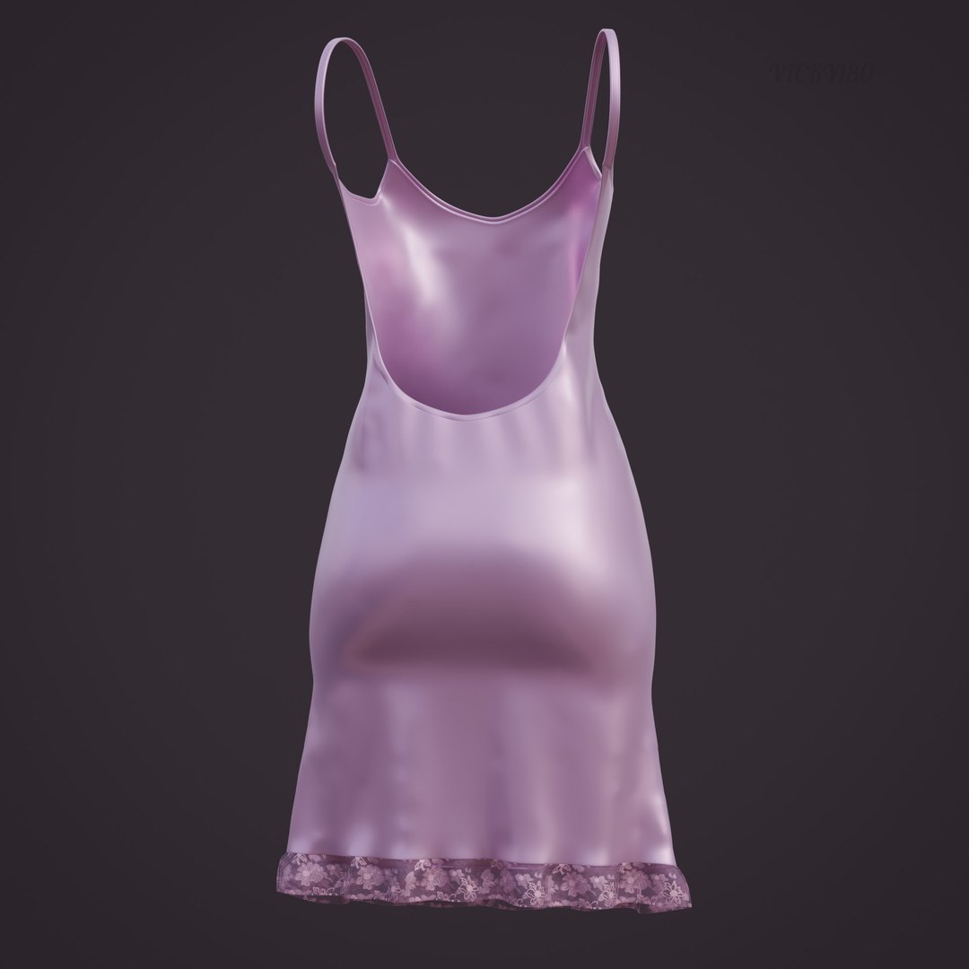 3D Model Silk Satin Backless Slip Dress - 3D Night Gown - TurboSquid ...