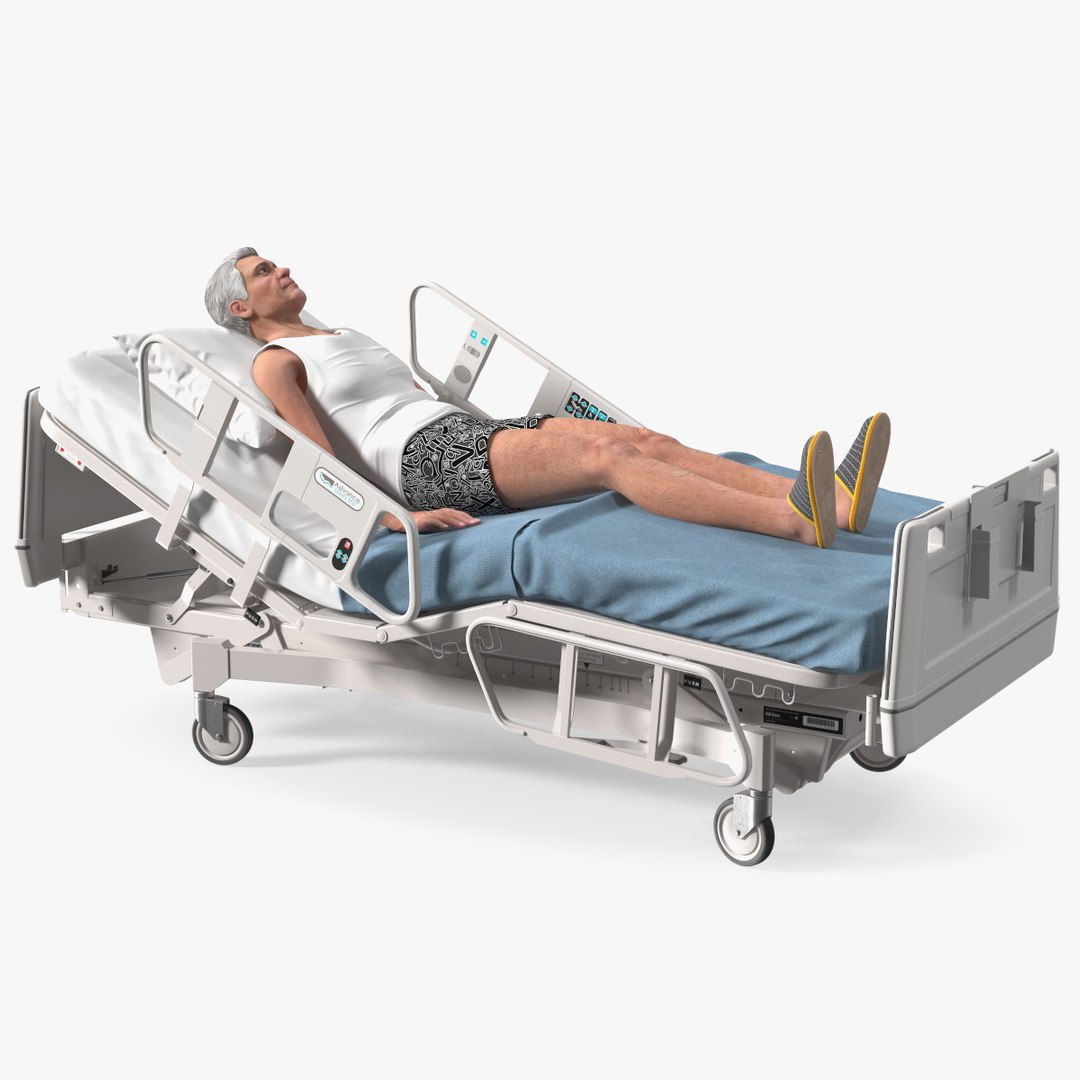 Patient on Hospital Bed 2 3D model preview