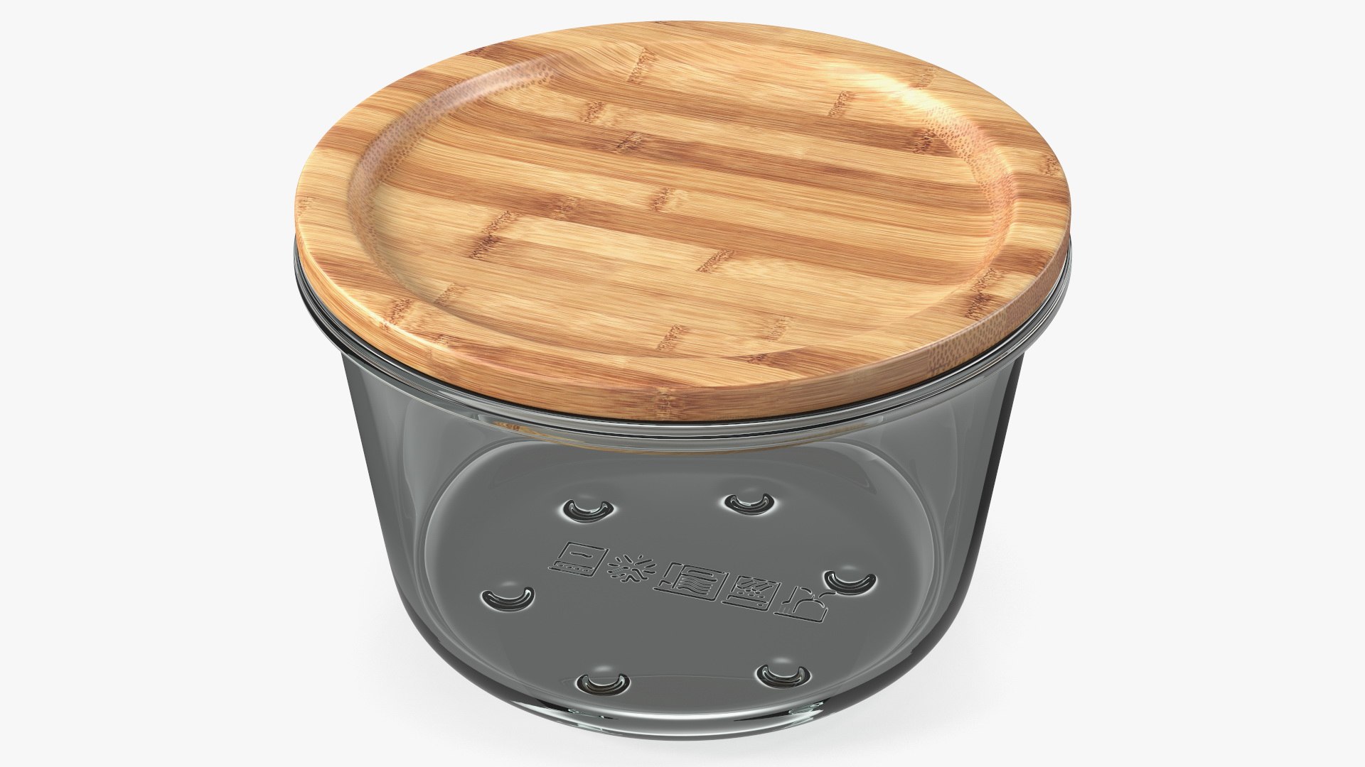 Round Glass Food Storage Container with Bamboo Lid 600ml 3D model preview