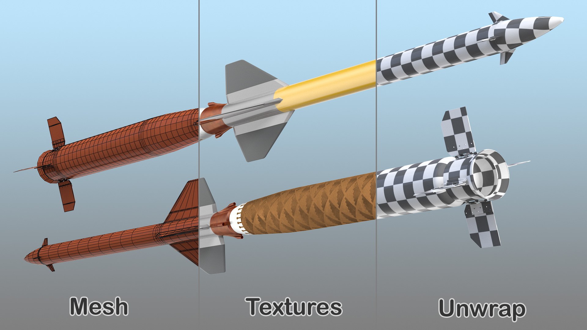 Millitary Missiles and Rockets Collection 7 3D model https://p.turbosquid.com/ts-thumb/DH/8neG4O/q7/millitarymissilesandrocketscollection7mb3dmodel055/jpg/1621928043/1920x1080/fit_q87/76351a90c2b23a3e58fab9780f3d9c37a41f253a/millitarymissilesandrocketscollection7mb3dmodel055.jpg