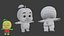 Personaje hibi naranja de baja poli con rigging