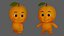 Personaje hibi naranja de baja poli con rigging