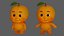 Personaje hibi naranja de baja poli con rigging