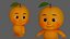 Personaje hibi naranja de baja poli con rigging