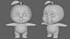 Personaje hibi naranja de baja poli con rigging