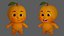 Personaje hibi naranja de baja poli con rigging
