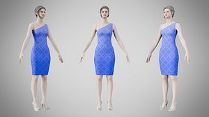 3D model Dress 19 Very Light Blue With Design