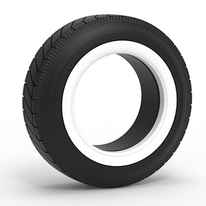 3D model Vintage dirt Whitewall tire Scale 1 to 25