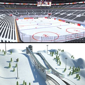 winter sports hockey arena 3D model