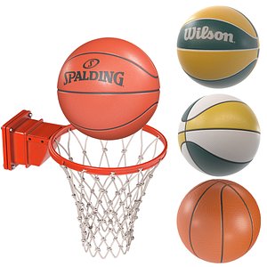 Basketball net and Basketballs 3D model