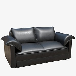 3D Black Leather Sofa