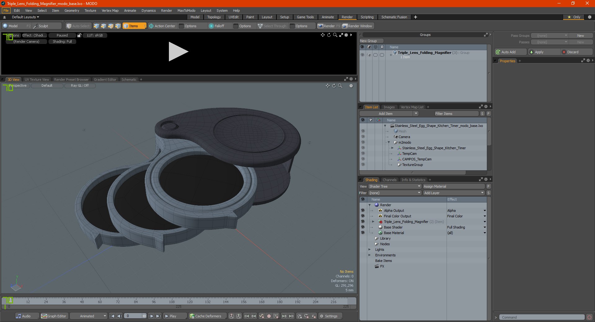 Triple lens folding magnifier model TurboSquid 1585360