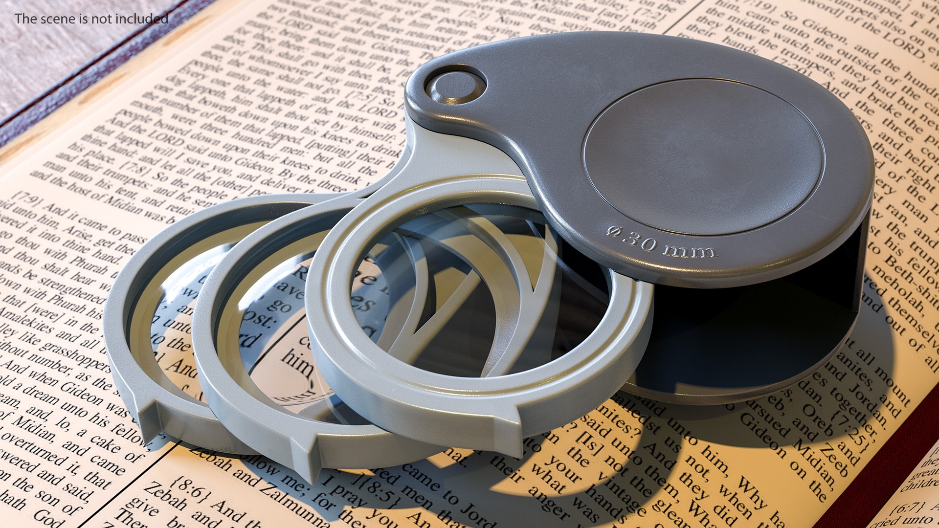 Triple lens folding magnifier model TurboSquid 1585360