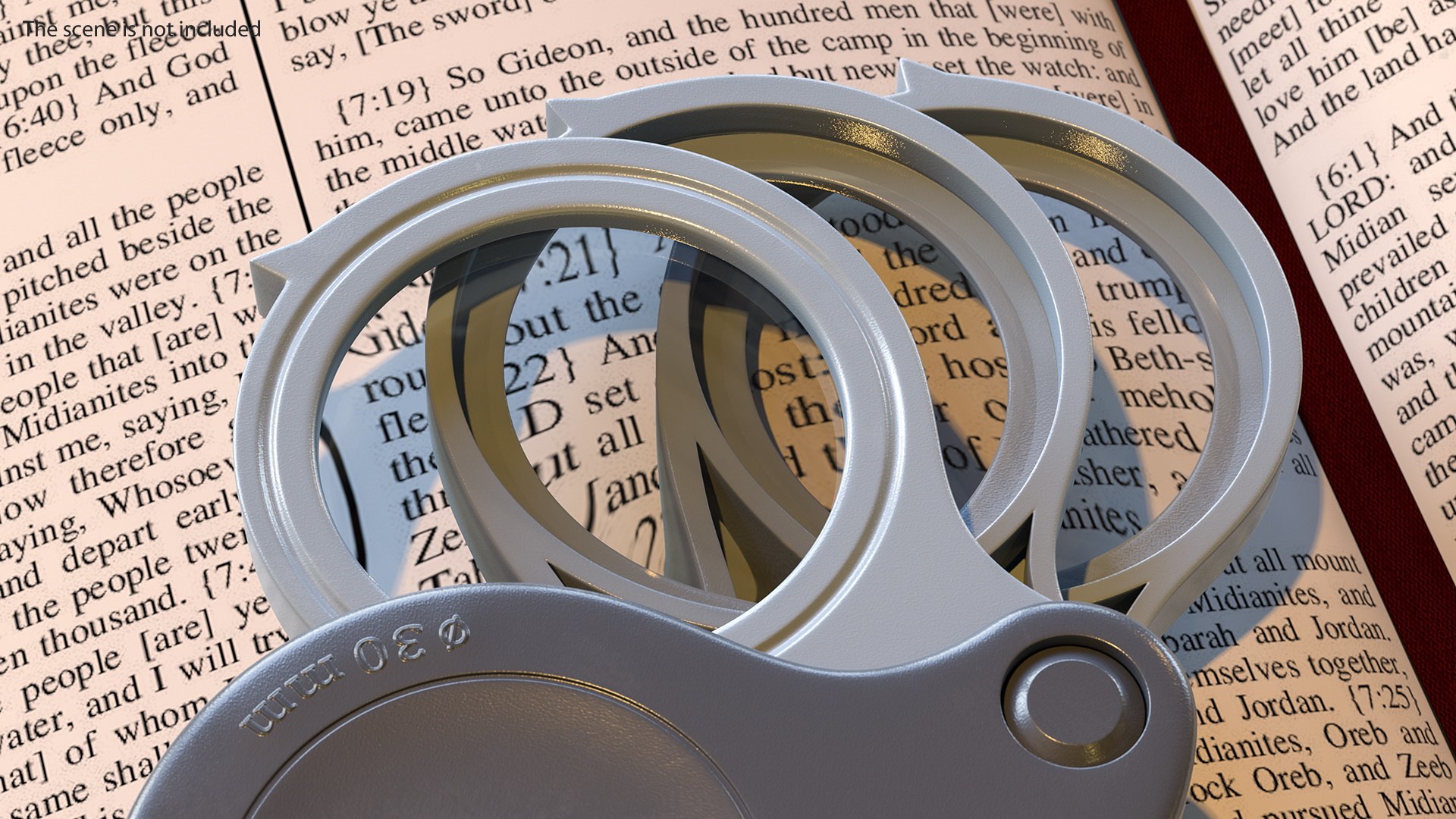 Triple lens folding magnifier model TurboSquid 1585360