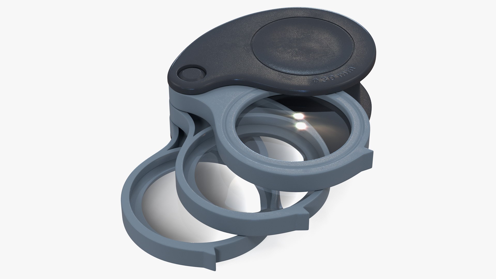 Triple lens folding magnifier model TurboSquid 1585360