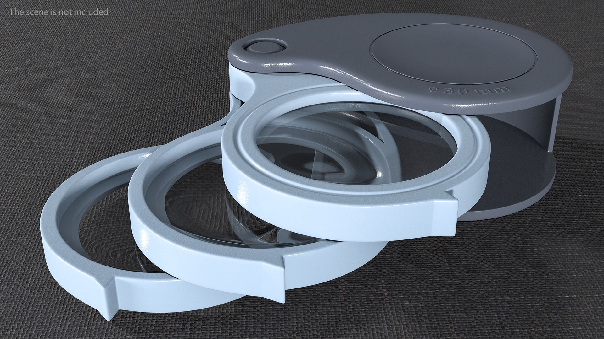 Triple lens folding magnifier model TurboSquid 1585360