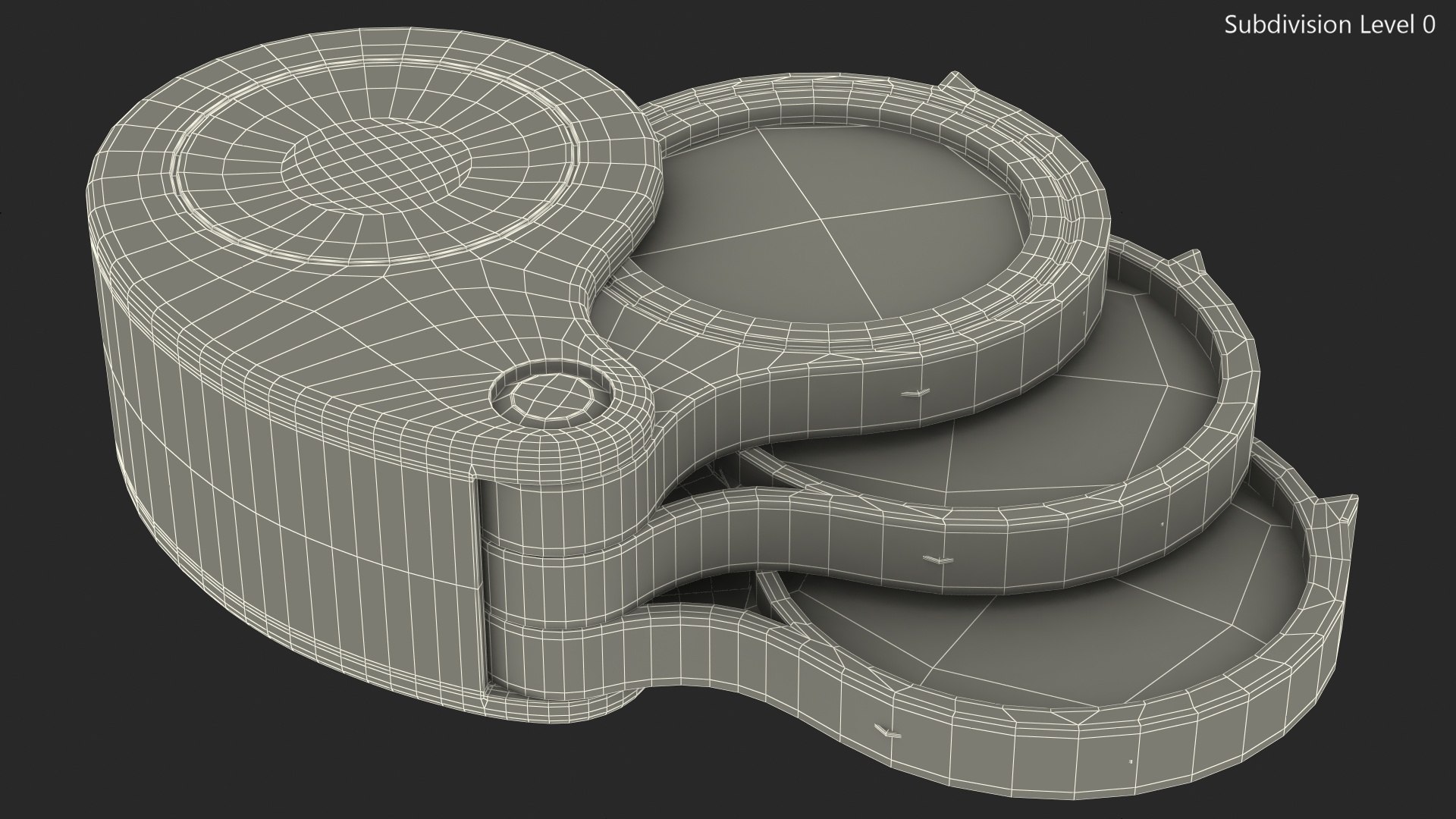 Triple lens folding magnifier model TurboSquid 1585360