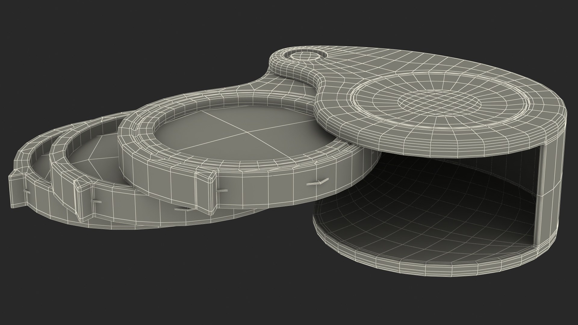 Triple lens folding magnifier model TurboSquid 1585360