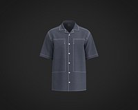 Mens camp collar shirt with top stitching