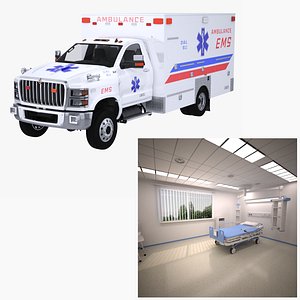 3D model bed isolation ward ems ambulance