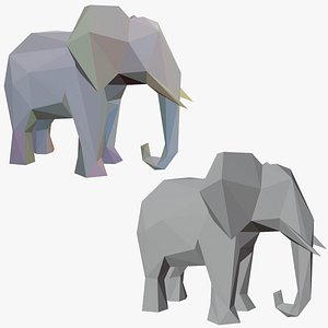 3D Elephant Low Poly Geometric Origami
