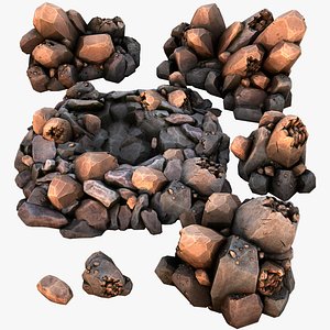 3D Copper Deposits Ore and Stones Resource Set model