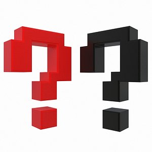 3D Question Mark Pixelated Two Color model
