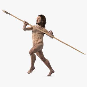 3D model Cro Magnon Hunter Throws a Spear Fur