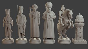3D model Medieval Ottoman Chess Set MOCHS 1