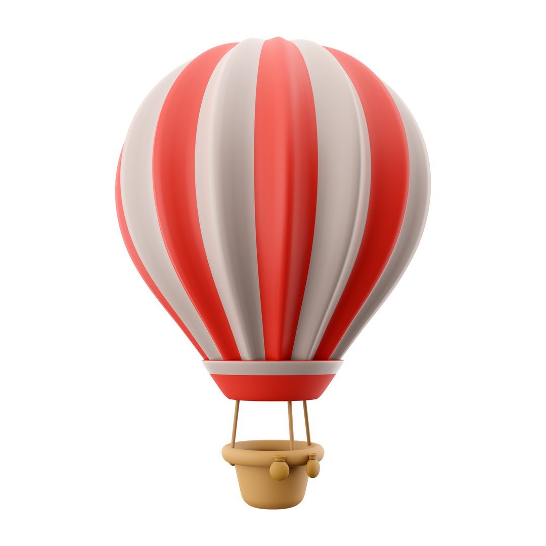 3D 3d Hot Air Balloon With Red And White Stripes Icon Model ...
