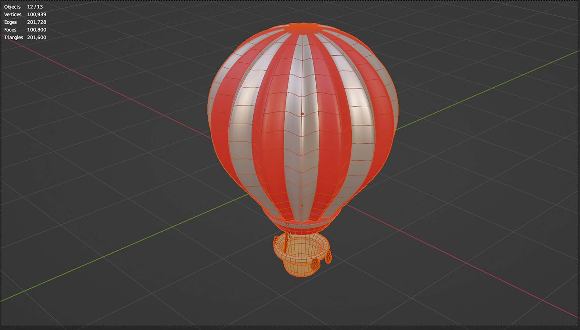 3D 3d Hot Air Balloon With Red And White Stripes Icon Model ...