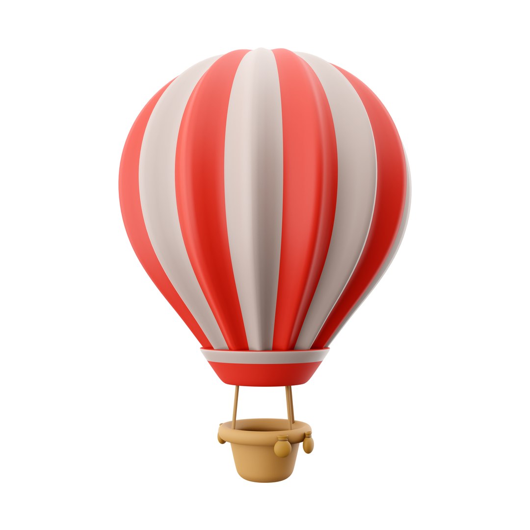 3D 3d Hot Air Balloon With Red And White Stripes Icon Model ...