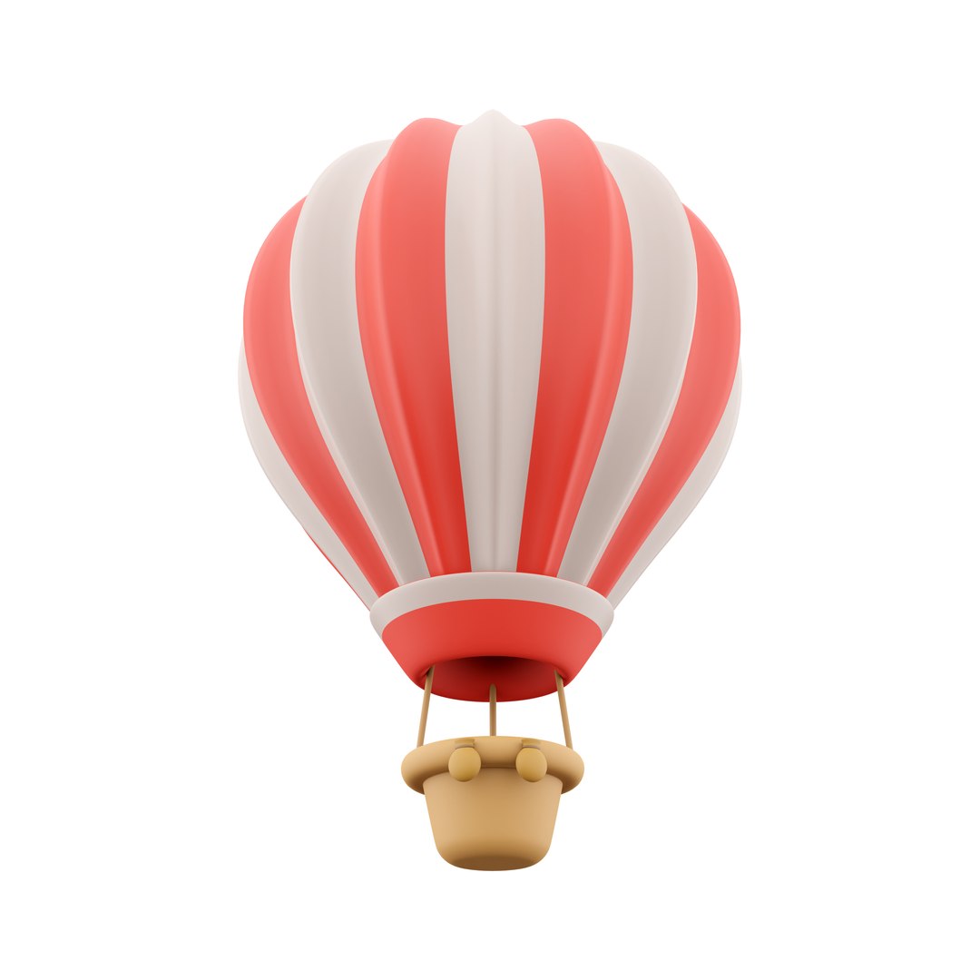 3D 3d Hot Air Balloon With Red And White Stripes Icon Model ...