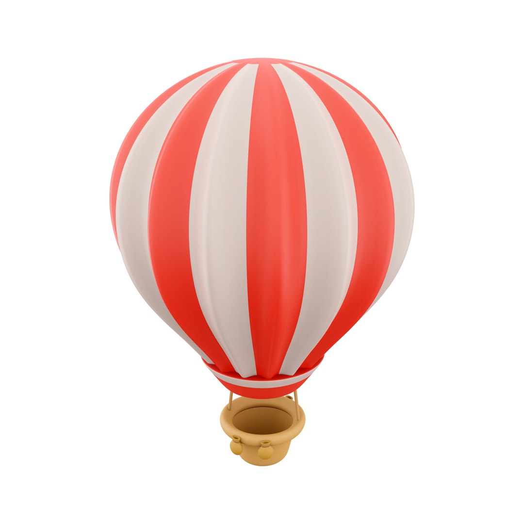 3D 3d Hot Air Balloon With Red And White Stripes Icon Model ...