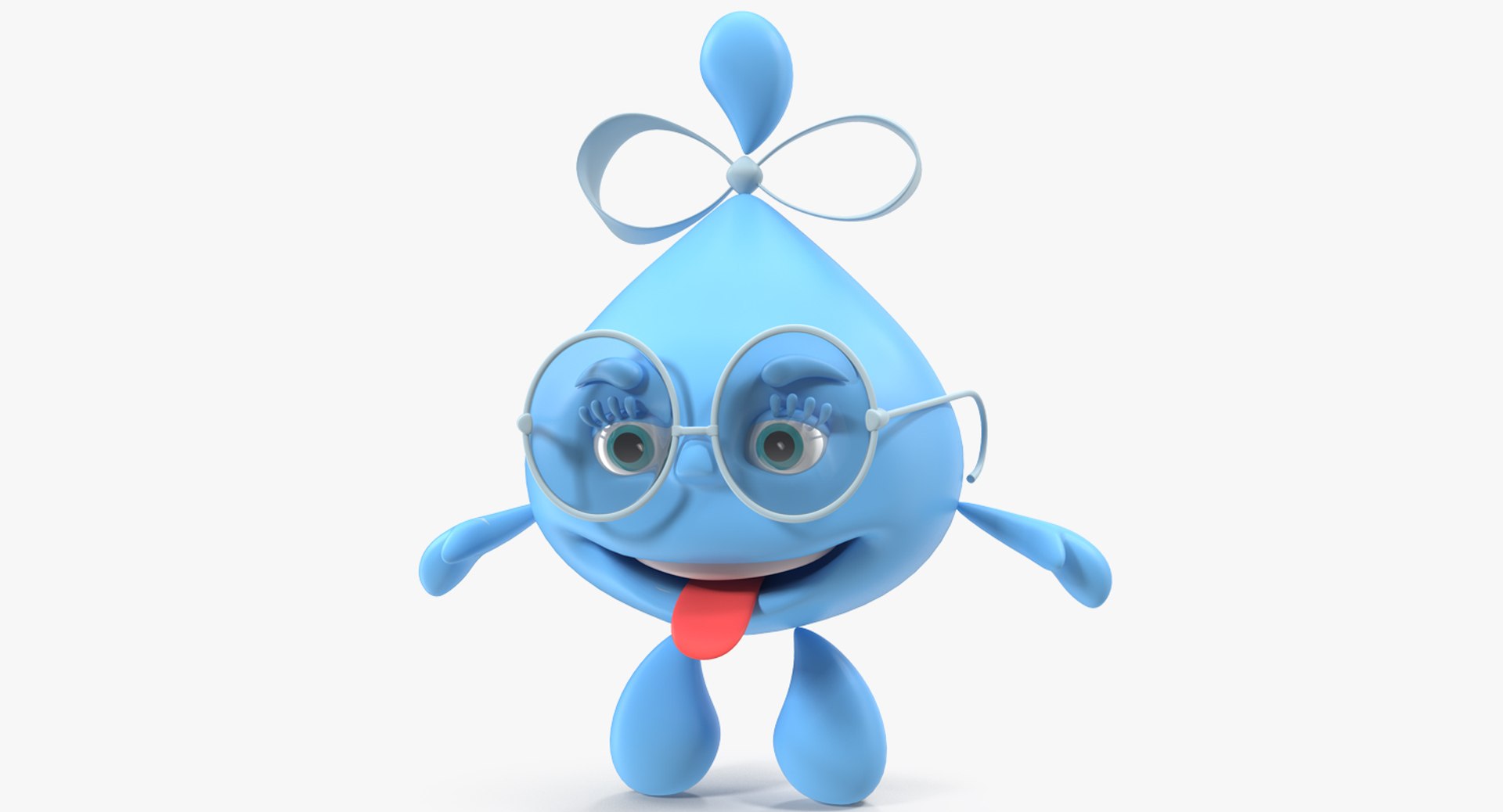 Water Drop Cartoon Lady Character Rigged for Maya 3D model preview