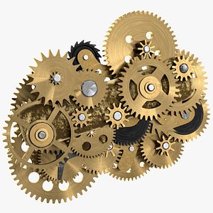 clockwork gear mechanism brass 3D model