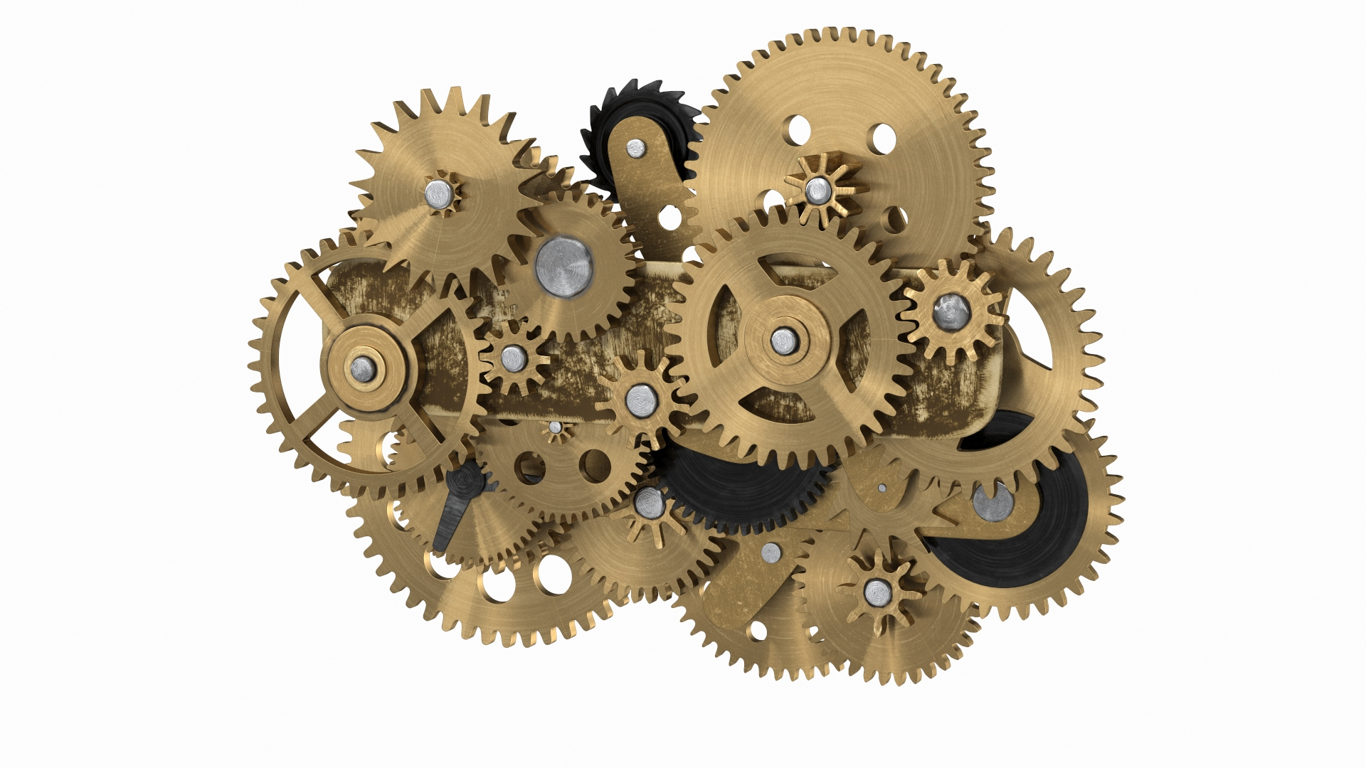Clockwork Gear Mechanism Brass 3D Model TurboSquid 1652210