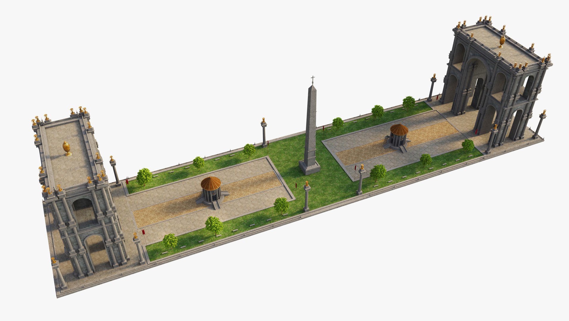 3D Ancient Roman Arches Gate - TurboSquid 2342256