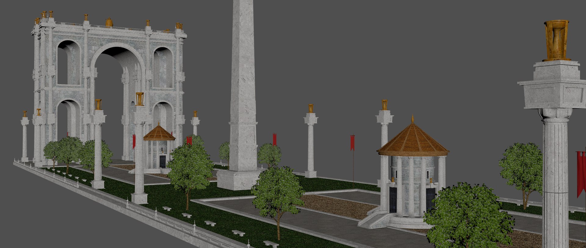 3D Ancient Roman Arches Gate - TurboSquid 2342256