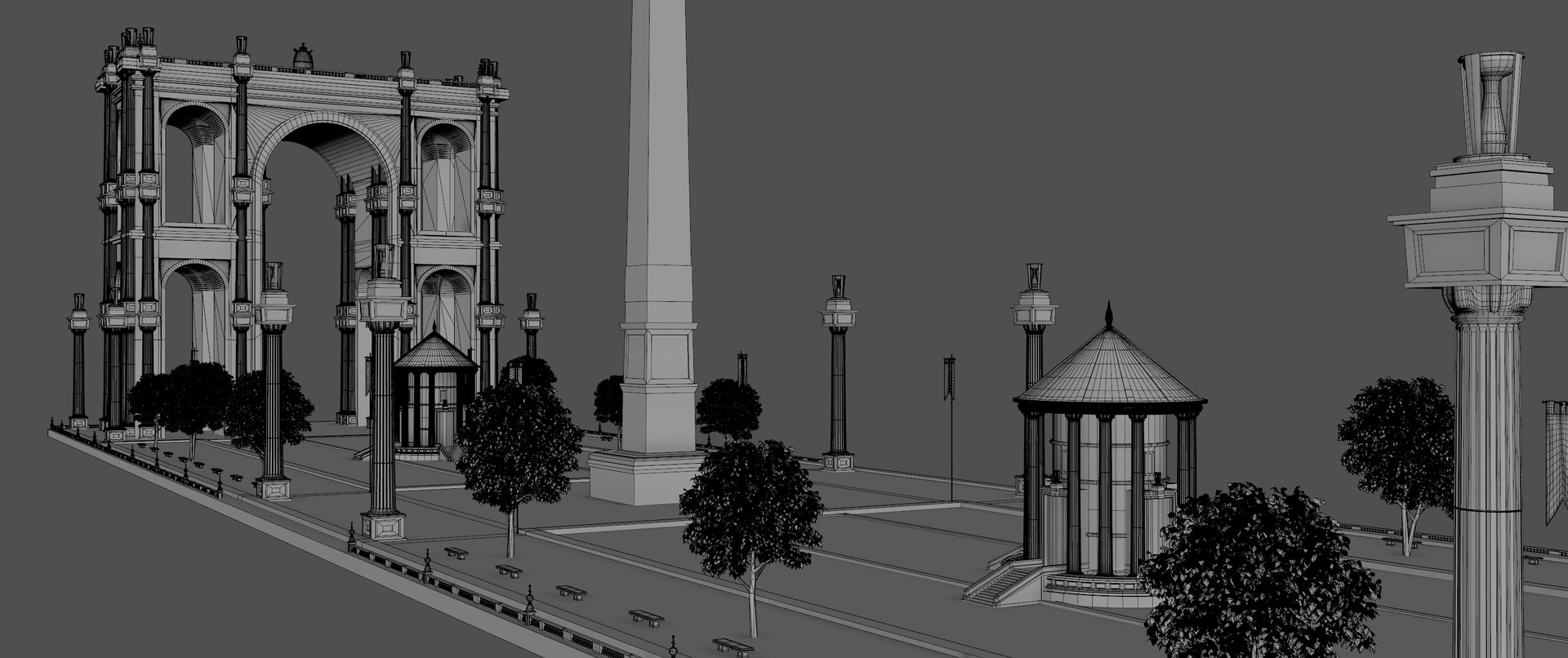 3D Ancient Roman Arches Gate - TurboSquid 2342256